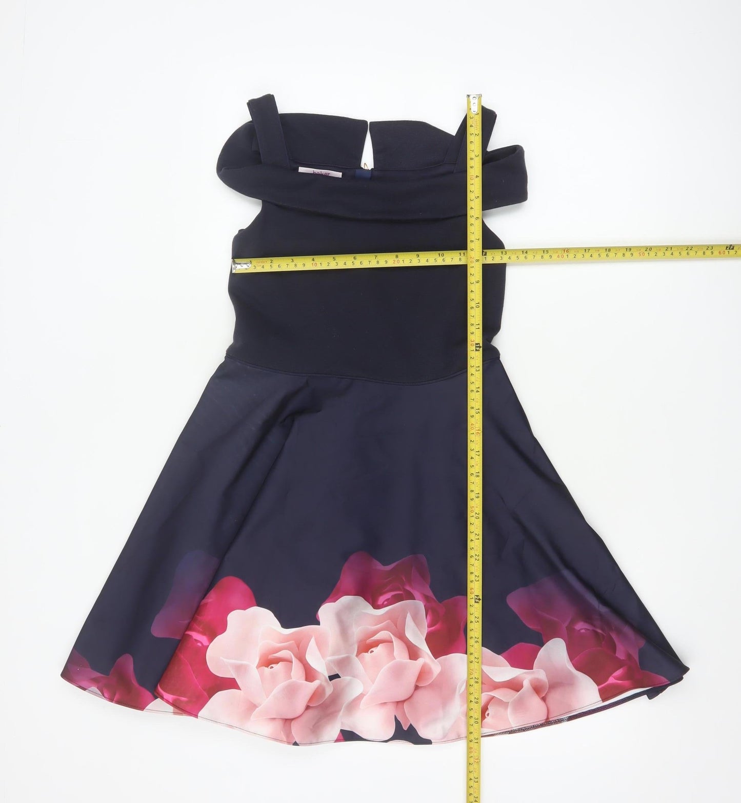 Ted Baker Girls Blue Floral Fit & Flare Party Dress Age 11 Off Shoulder