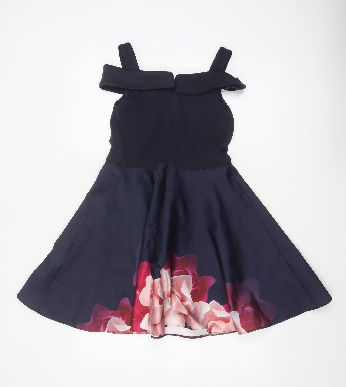 Ted Baker Girls Blue Floral Fit & Flare Party Dress Age 11 Off Shoulder