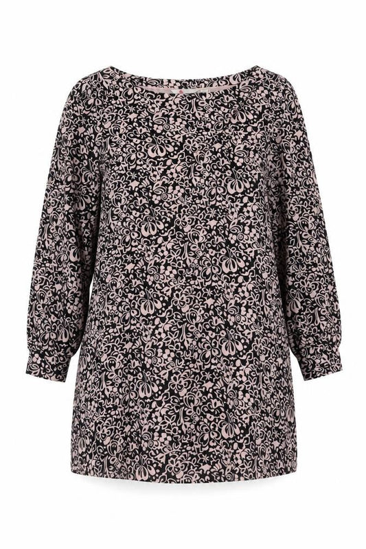 Boden Women Black Floral Jersey Shift Dress Size 20 Long Sleeve