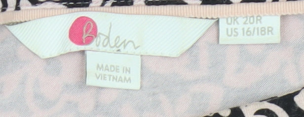 Boden Women Black Floral Jersey Shift Dress Size 20 Long Sleeve