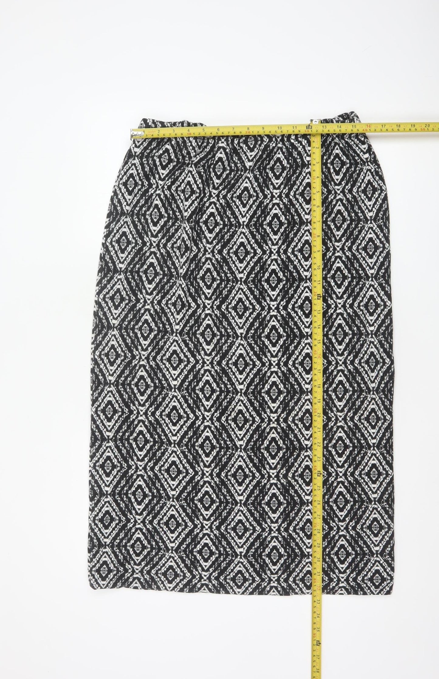 Long Tall Sally Women's Black Geometric Pencil Skirt XL Viscose Stretch