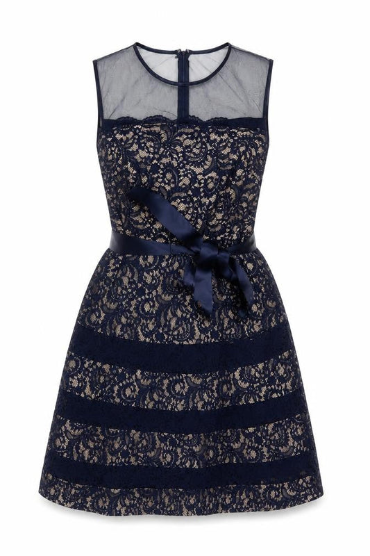Betsy & Adam Women's Blue Lace Fit & Flare Formal Dress Size 8