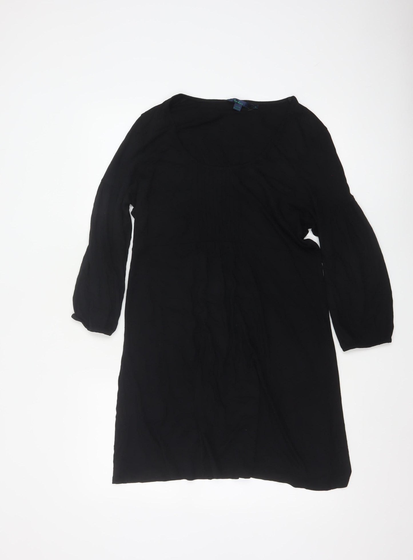 Boden Women Black 3/4 Sleeve Shift Knee Length Dress Size 14