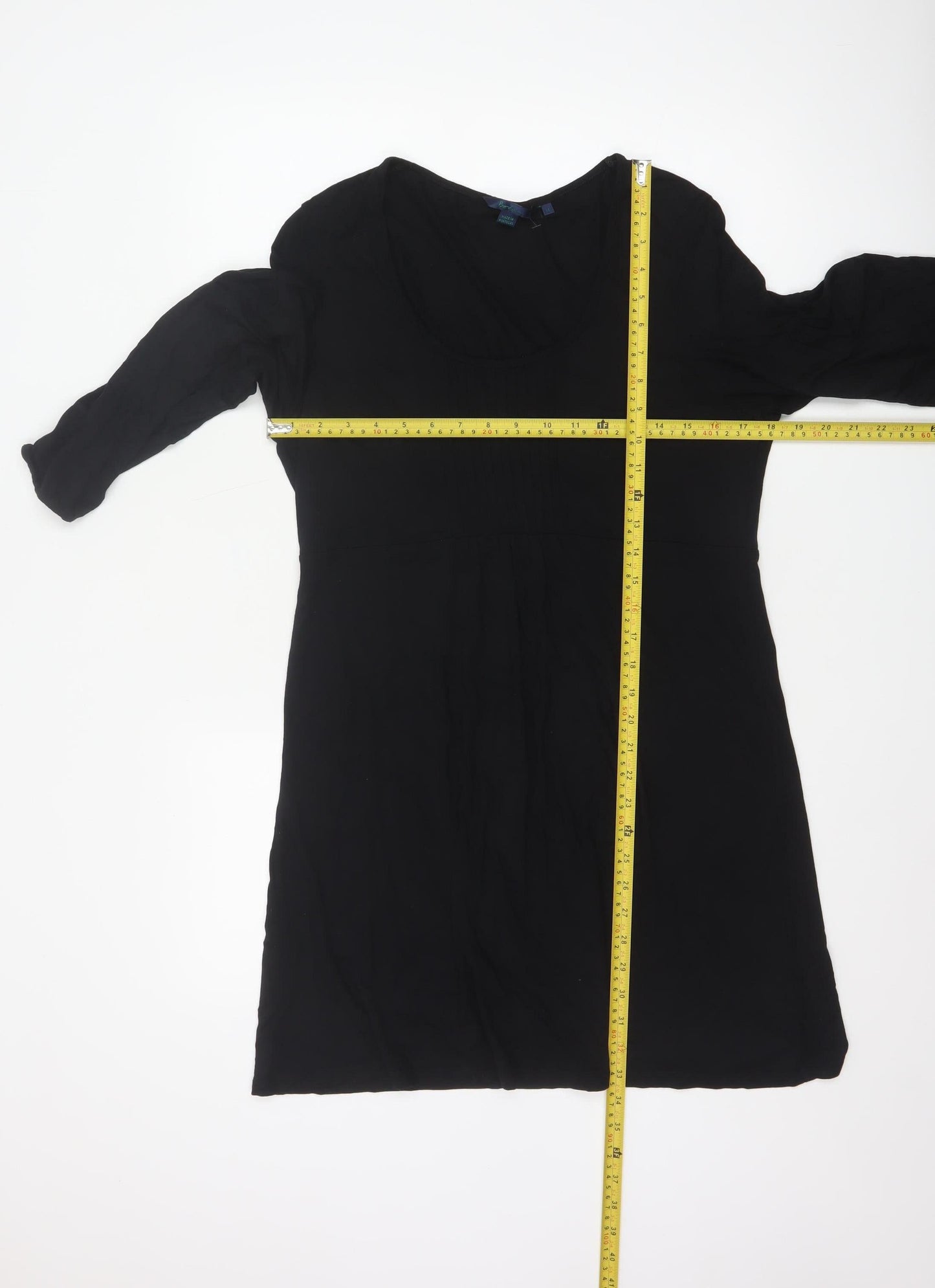 Boden Women Black 3/4 Sleeve Shift Knee Length Dress Size 14