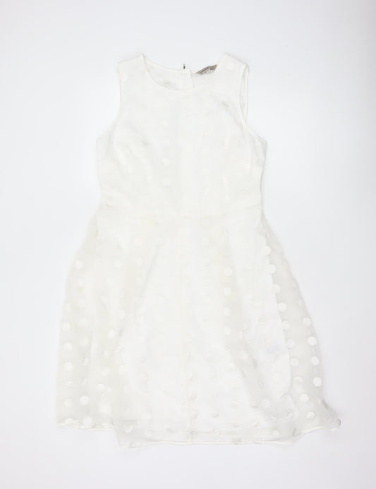 Marks and Spencer Women’s White Polka Dot Fit & Flare Dress Size 12