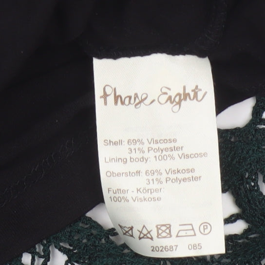 Phase Eight Women Green Crochet Shift Dress Size 12 Knee Length