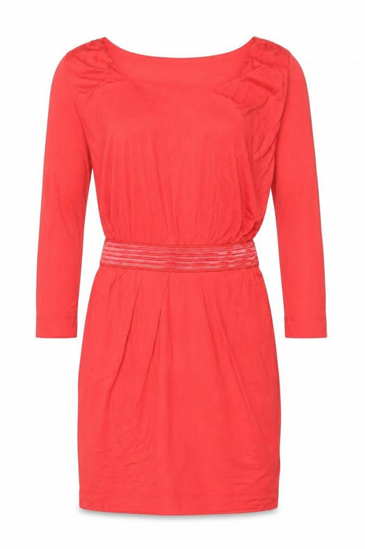 Mango Women Red Bodycon 3/4 Sleeve Knee Length Dress XS