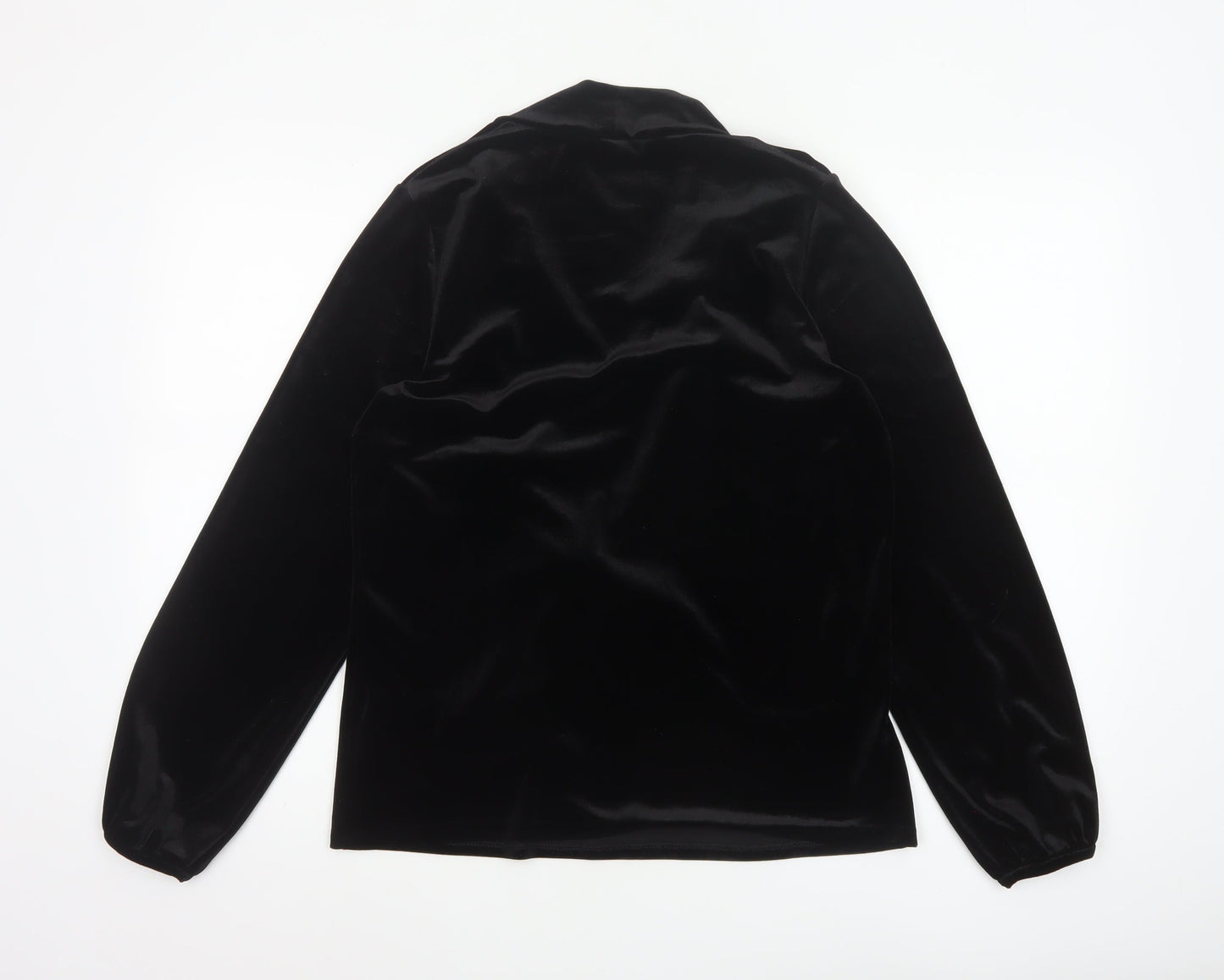 Boden Women Black Velvet Wrap Blouse UK 12 Long Sleeve