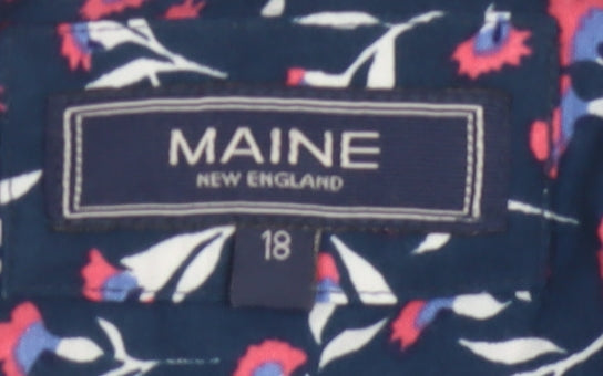 Maine New England Women's Blue Floral Viscose Blouse Size 18