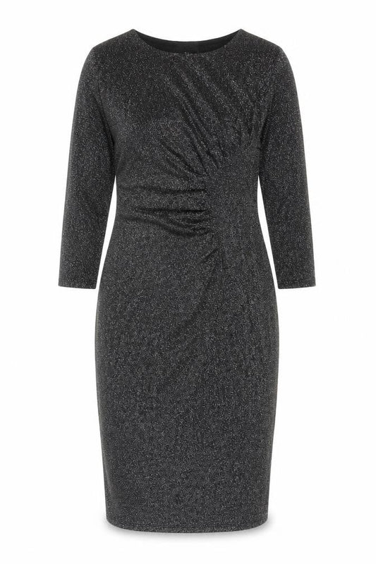 Front view of Next Maternity Black Sparkle Bodycon Knee Length Dress, size 10