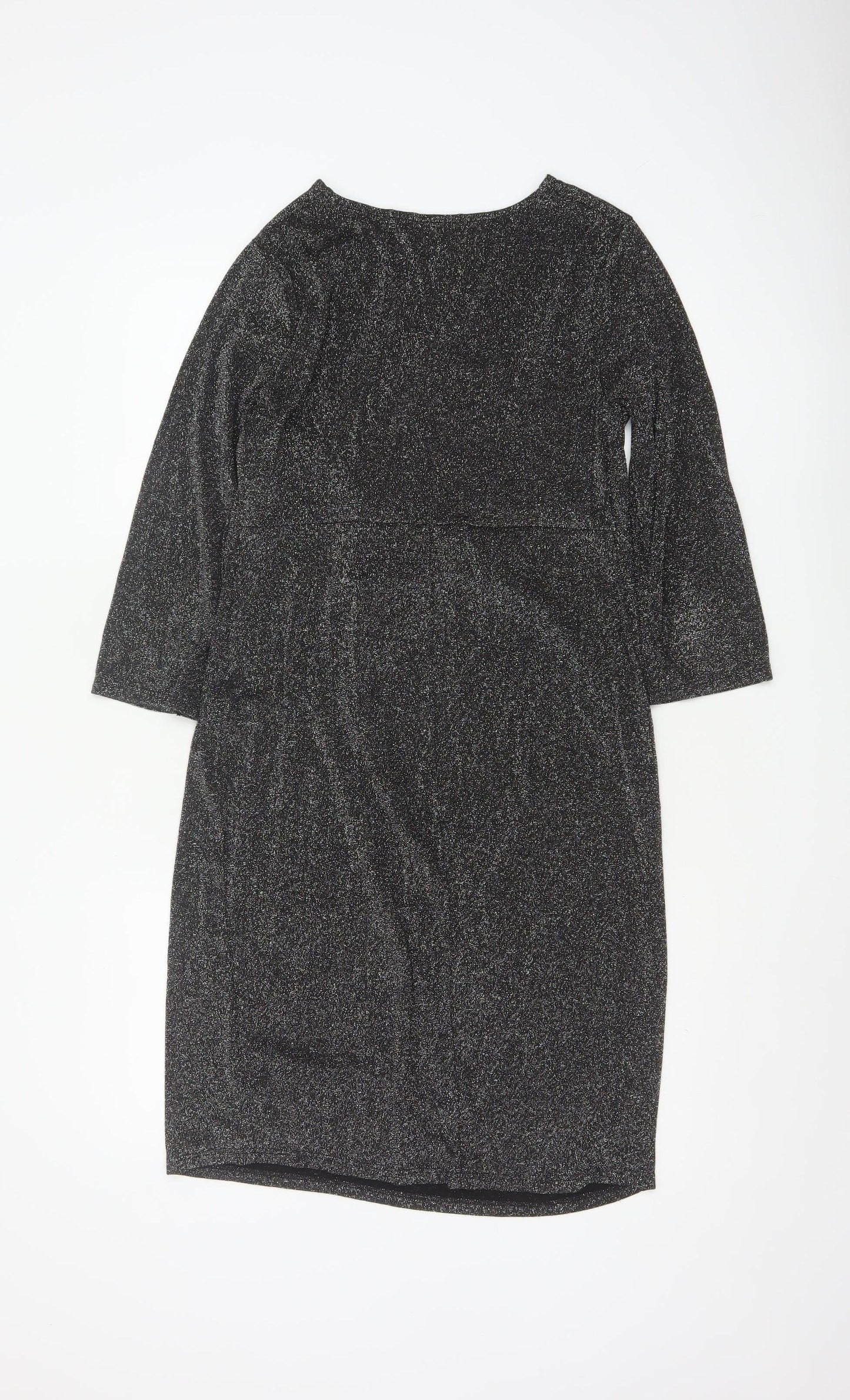 Next Maternity Black Sparkle Bodycon Knee Length Dress Size 10