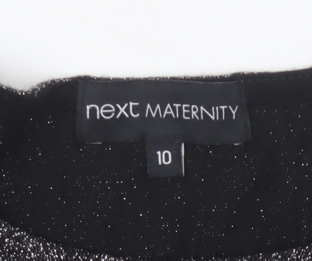Next Maternity Black Sparkle Bodycon Knee Length Dress Size 10