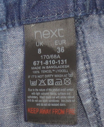Next Women Blue Lyocell Wrap Ruffle Skirt Size 8