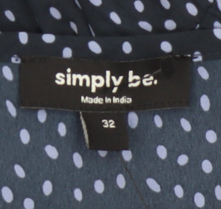 Simply Be Women's Blue Polka Dot Tunic Blouse Size 32