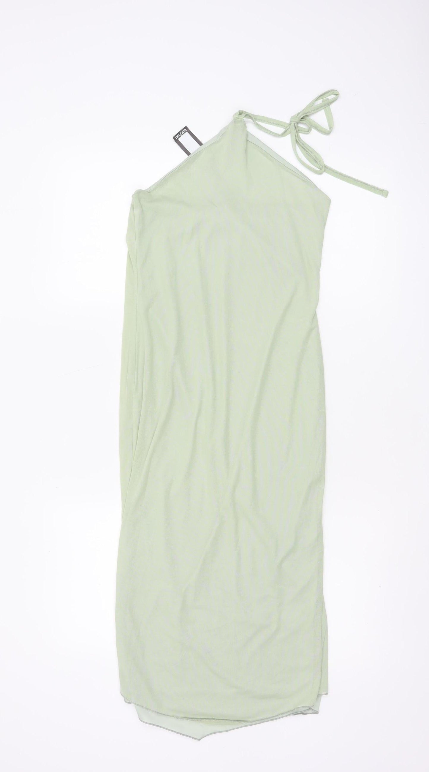 Boohoo Women’s Green Halter Neck Bodycon Midi Dress Size 12
