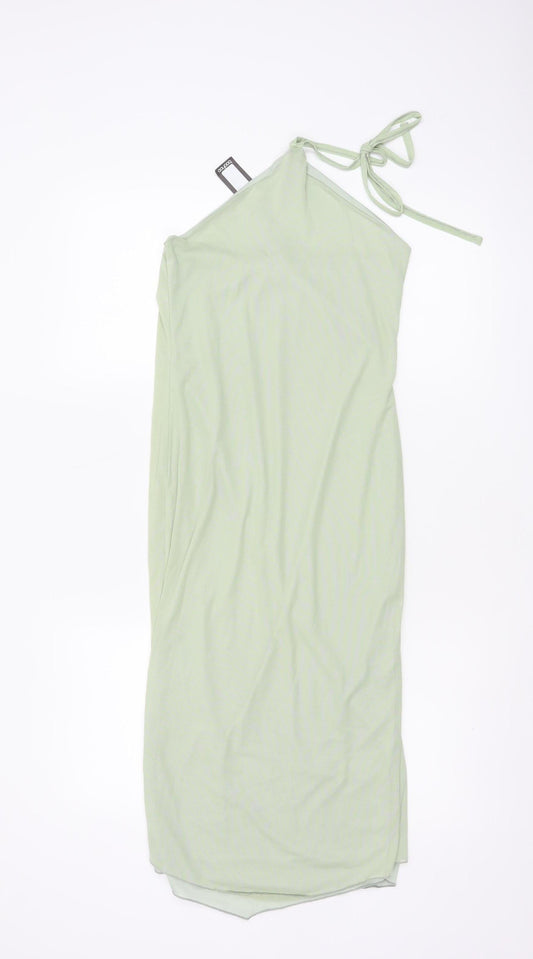 Boohoo Women’s Green Halter Neck Bodycon Midi Dress Size 12