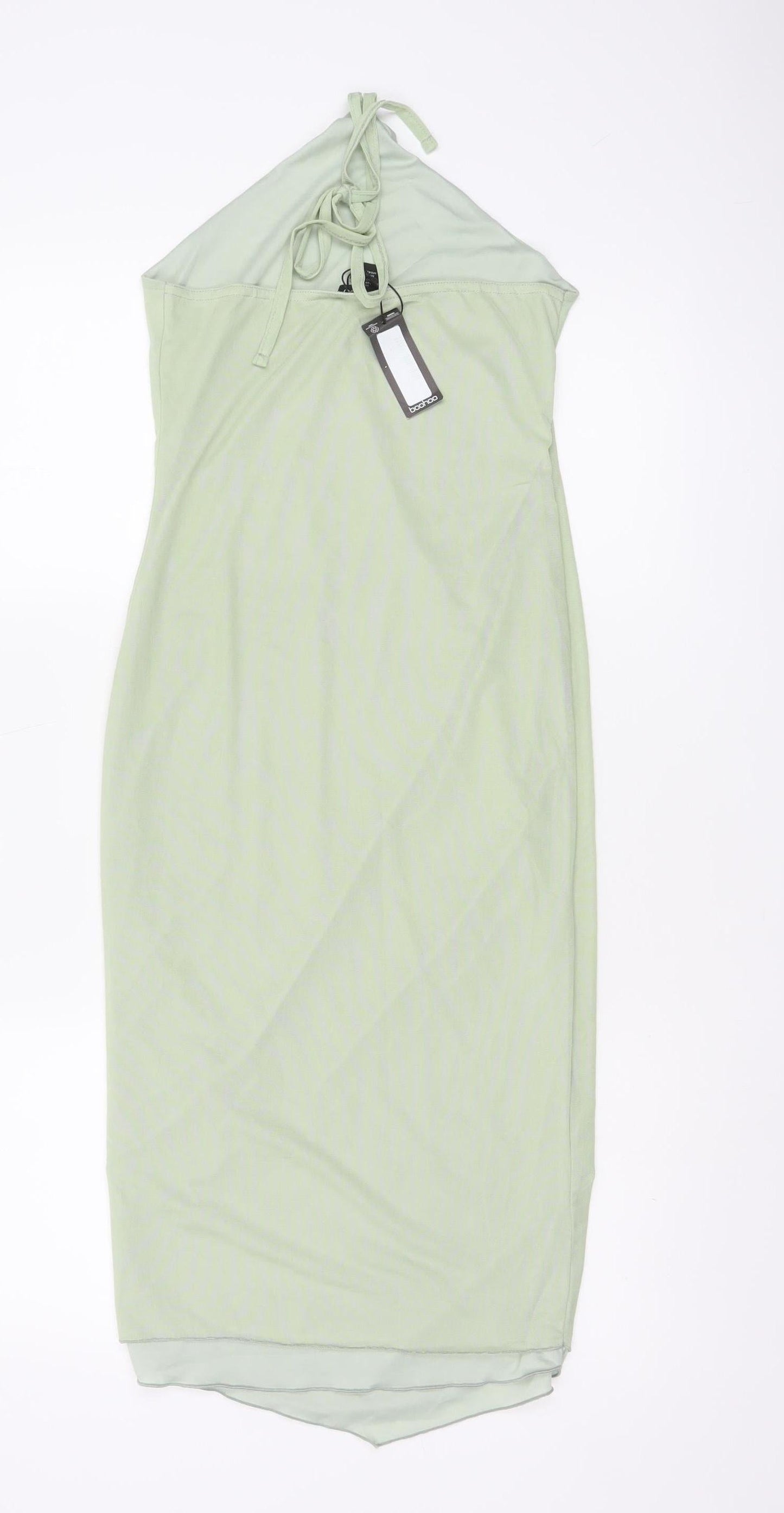 Boohoo Women’s Green Halter Neck Bodycon Midi Dress Size 12