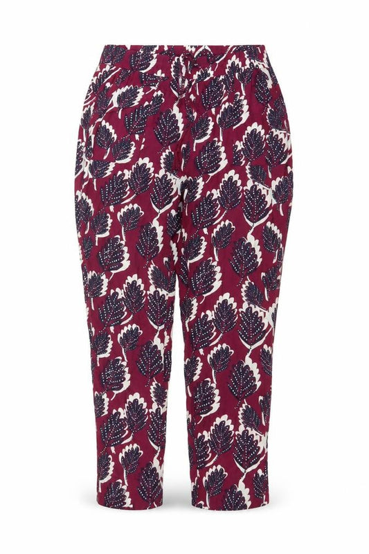 White Stuff Womens Red Floral Cropped Viscose Trousers Size 12