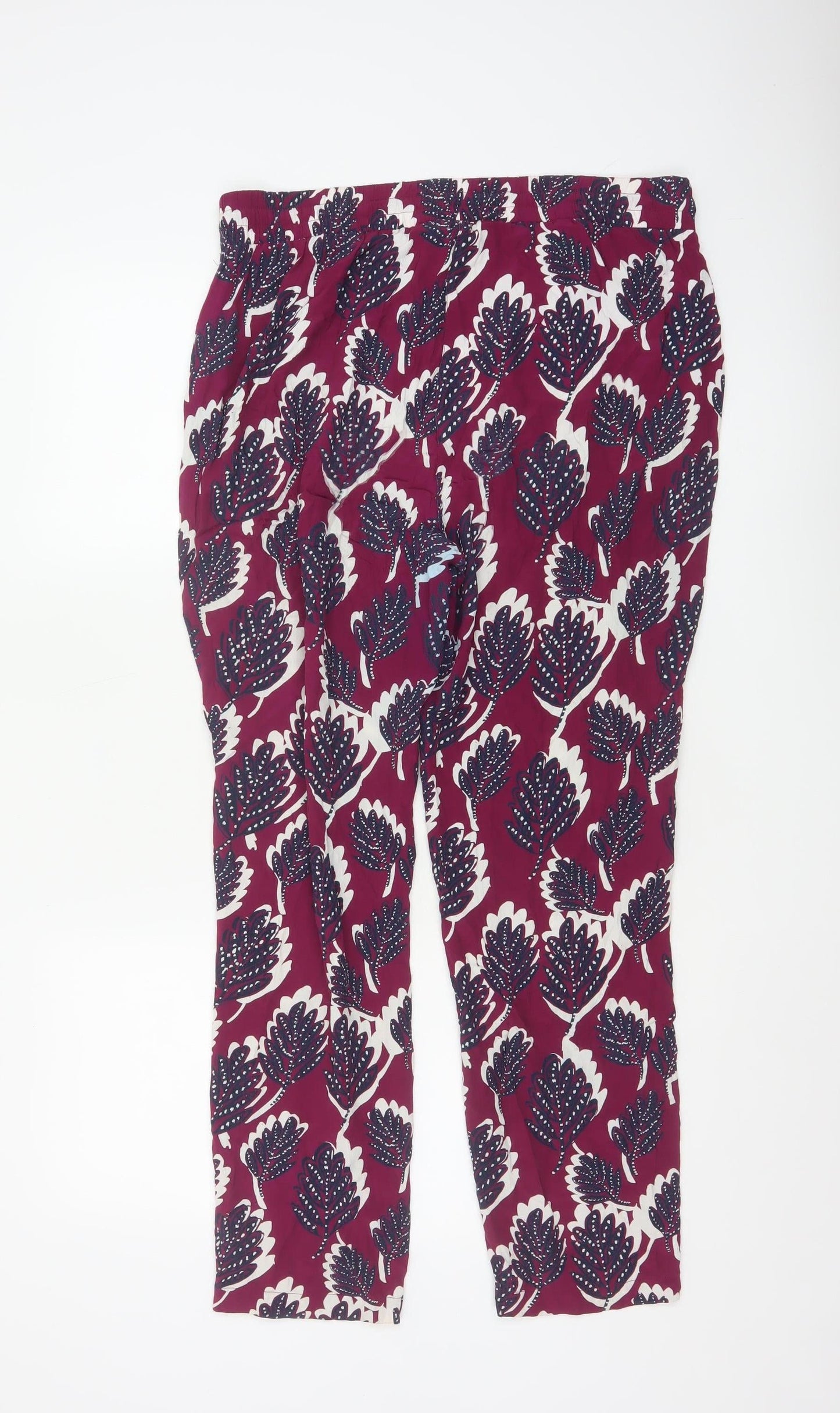 White Stuff Womens Red Floral Cropped Viscose Trousers Size 12