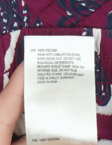 White Stuff Womens Red Floral Cropped Viscose Trousers Size 12