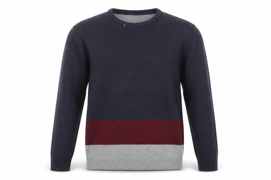 Tommy Hilfiger Men's Blue Colourblock Cotton Wool Pullover Jumper L