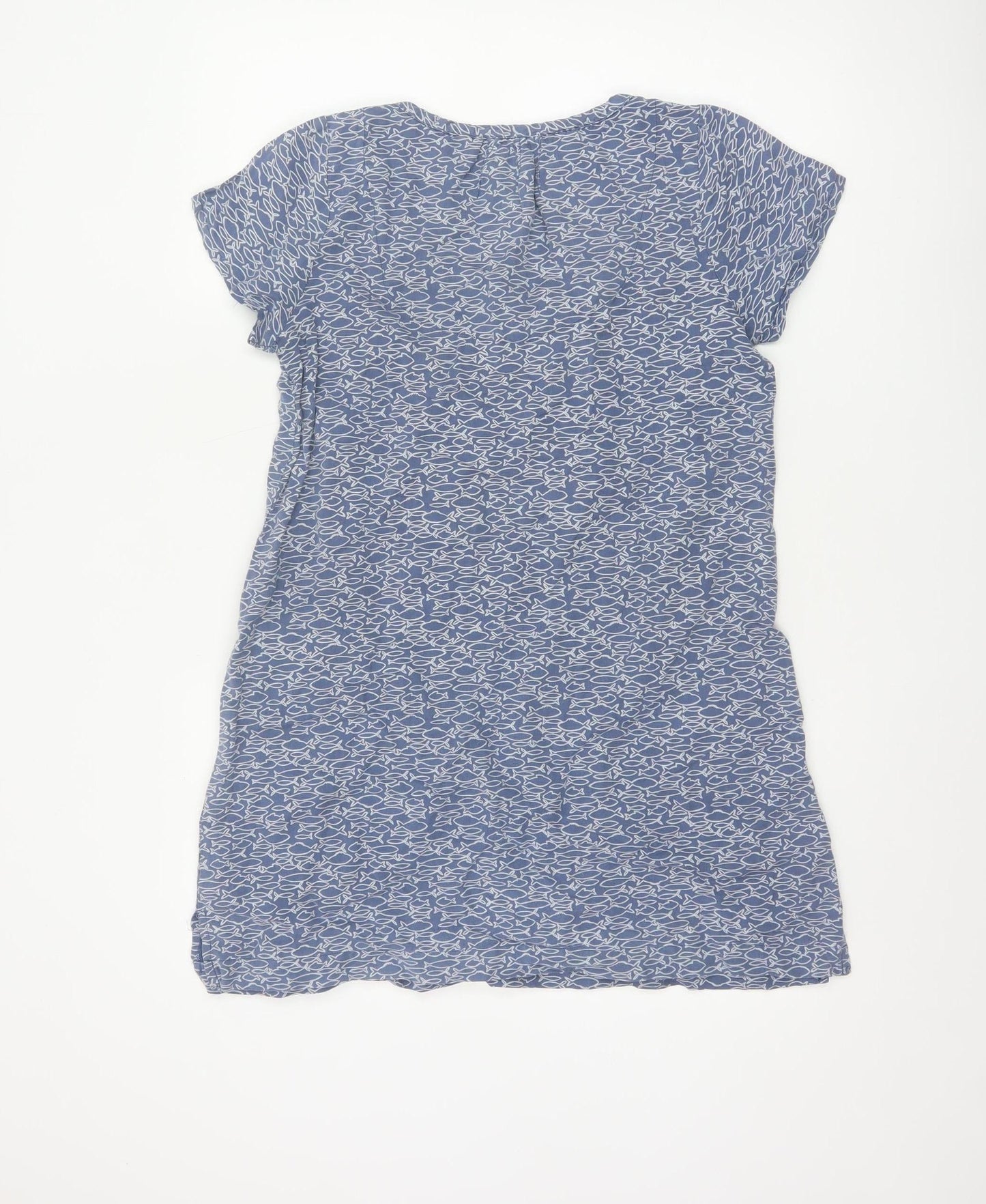 Mistral Women Blue Linen Blend Short Sleeve Shift Dress Size 10