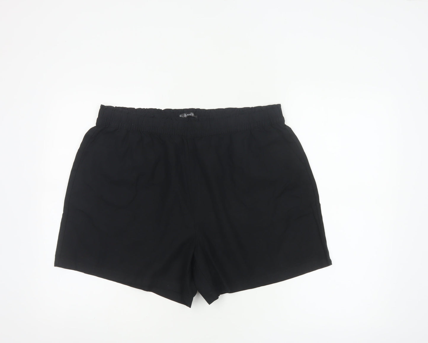 Dunnes Women Black L Lightweight Linen Blend Pull On Casual Shorts