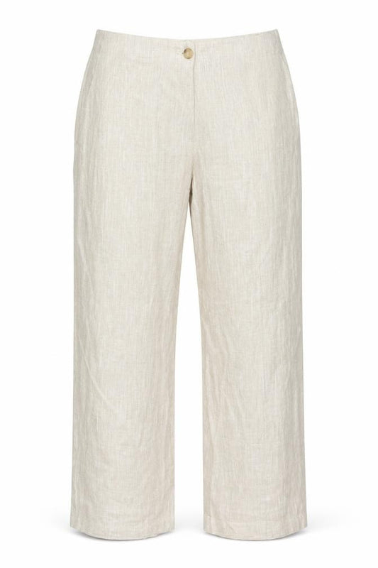 Marks and Spencer Womens Beige Linen Blend Trousers Size 18 Tall