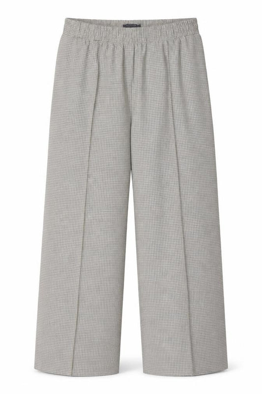 Marks and Spencer Women's Grey Check Trousers Size 20L Elastic Waist