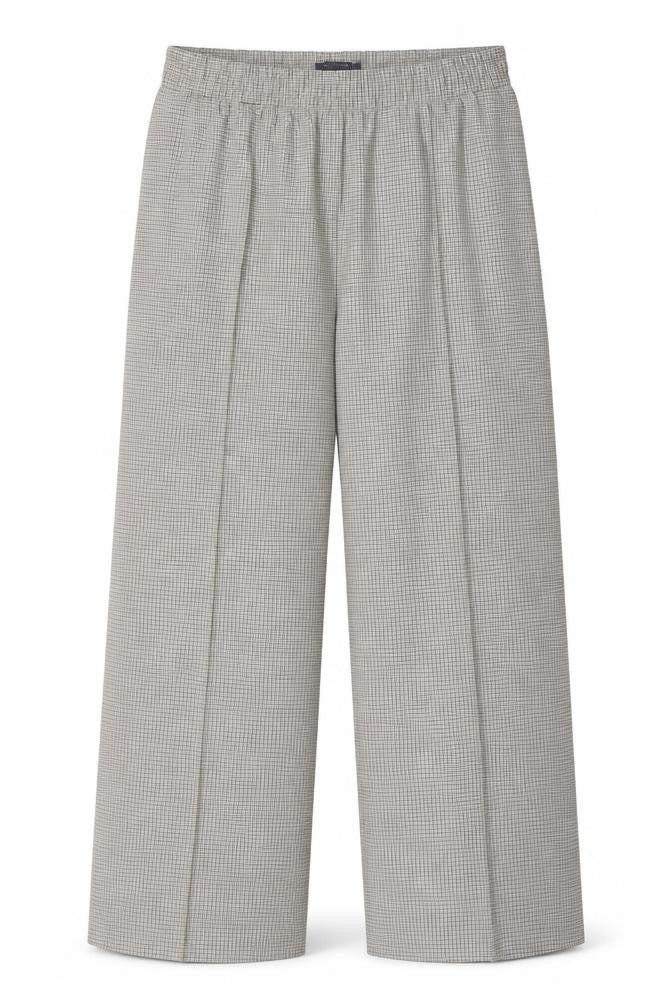 Marks & Spencer Women's Grey Check Trousers Size 20L Elastic Waist