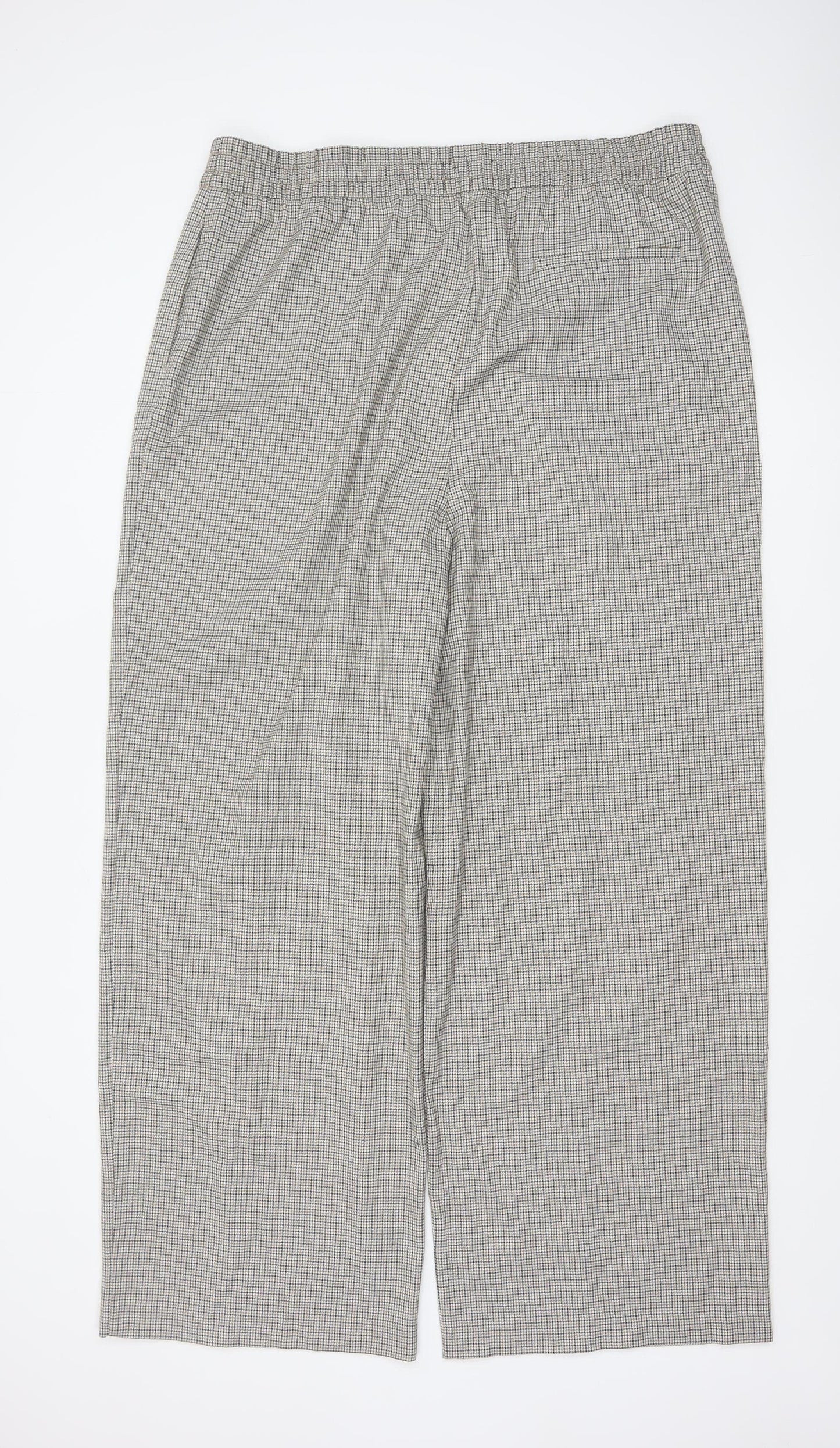 Marks and Spencer Women's Grey Check Trousers Size 20L Elastic Waist