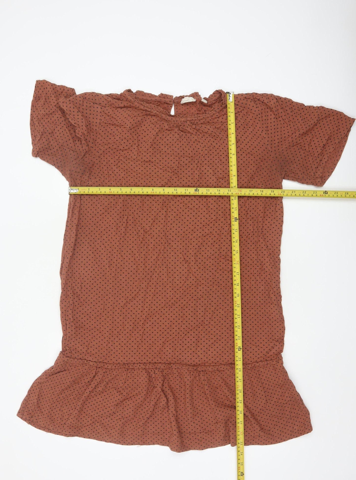 FatFace Women Brown Polka Dot Knee Length Shift Dress Size 14