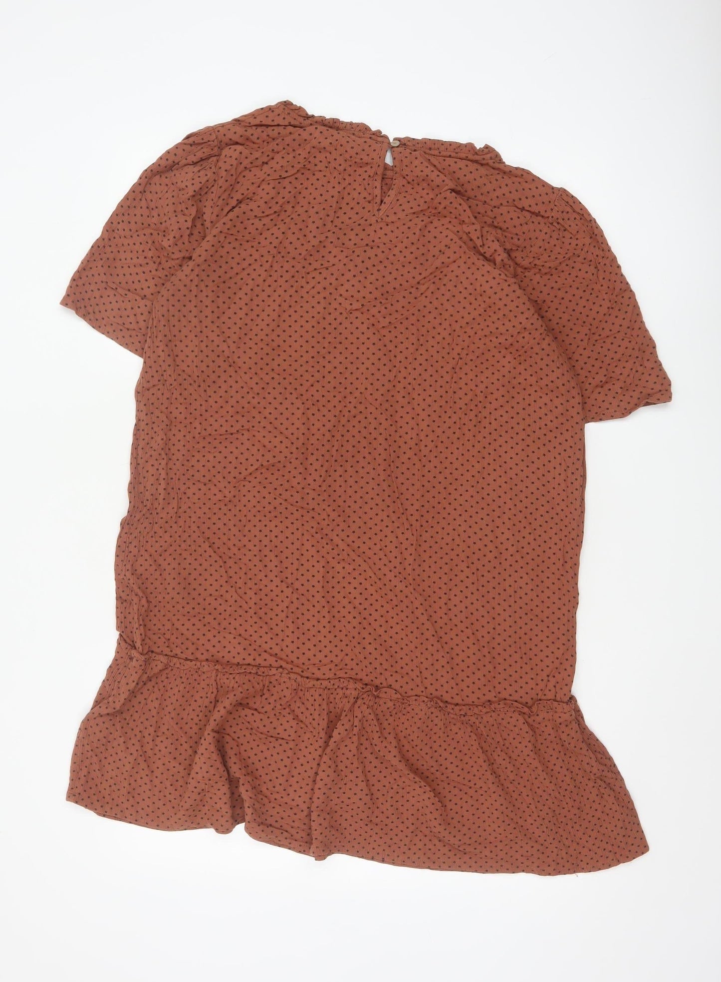FatFace Women Brown Polka Dot Knee Length Shift Dress Size 14