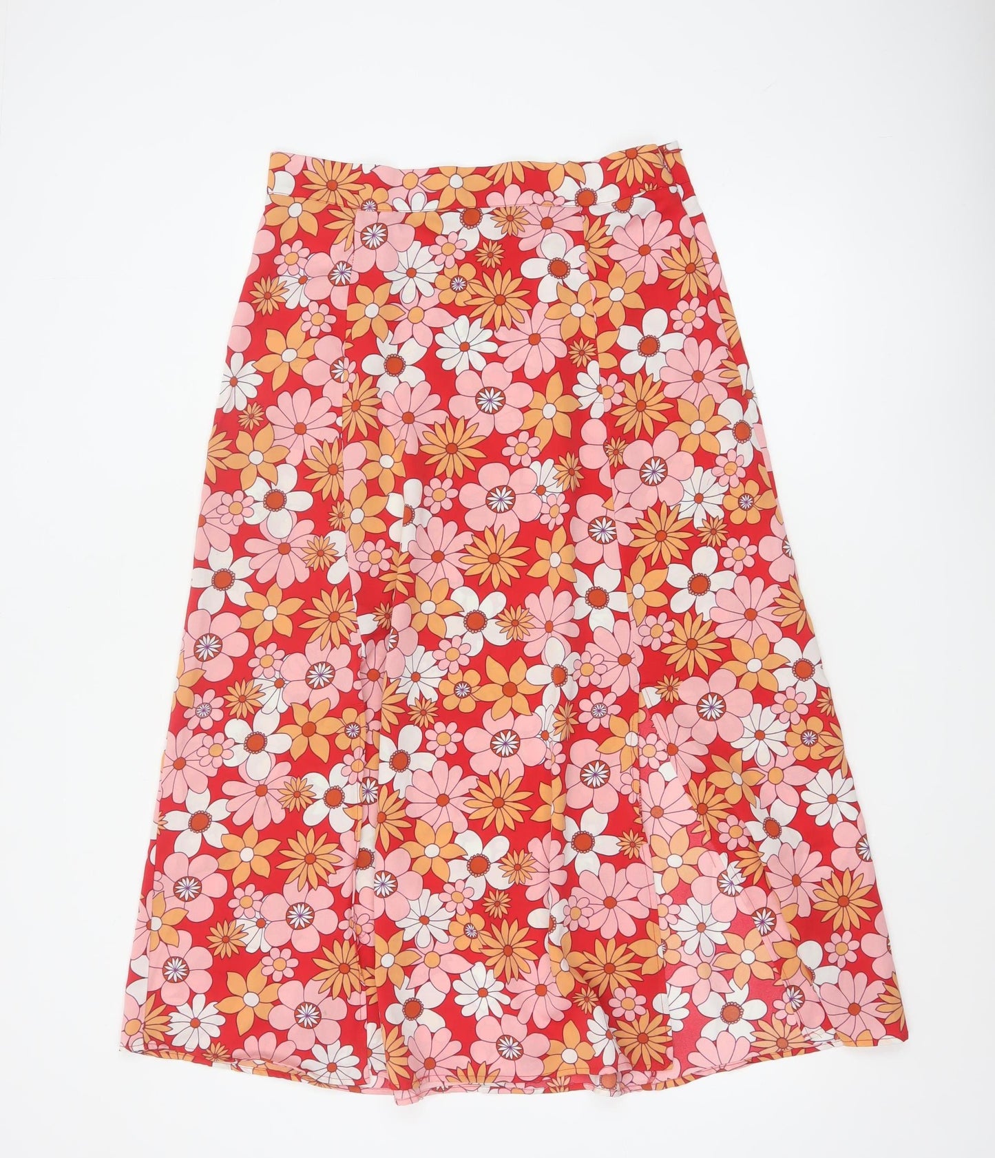 French Connection Women’s Red Floral A-Line Midi Skirt Size 14