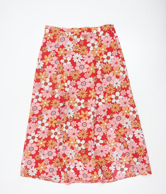 French Connection Women’s Red Floral A-Line Midi Skirt Size 14
