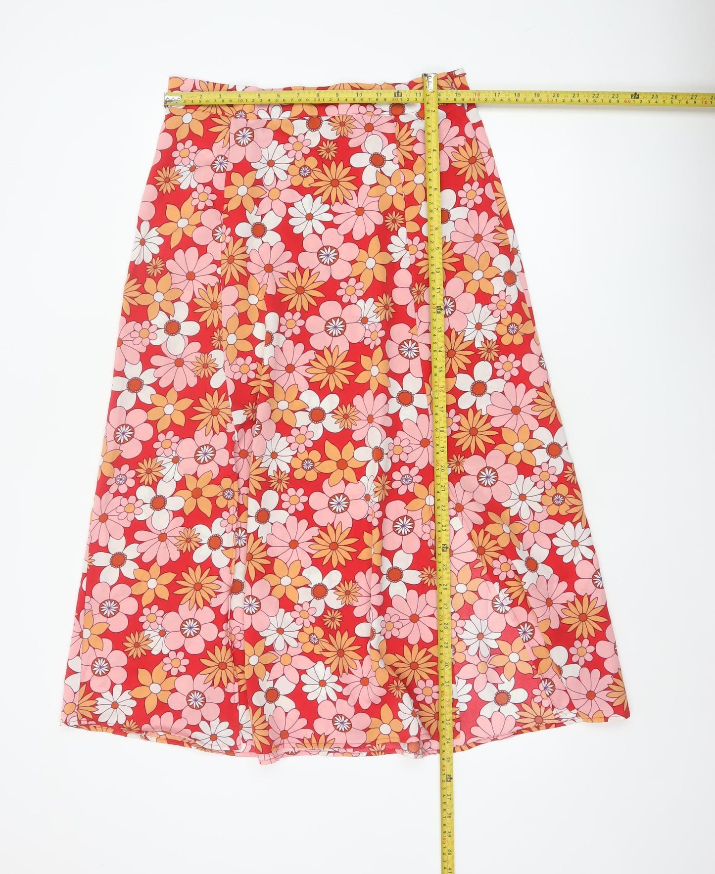 French Connection Women’s Red Floral A-Line Midi Skirt Size 14