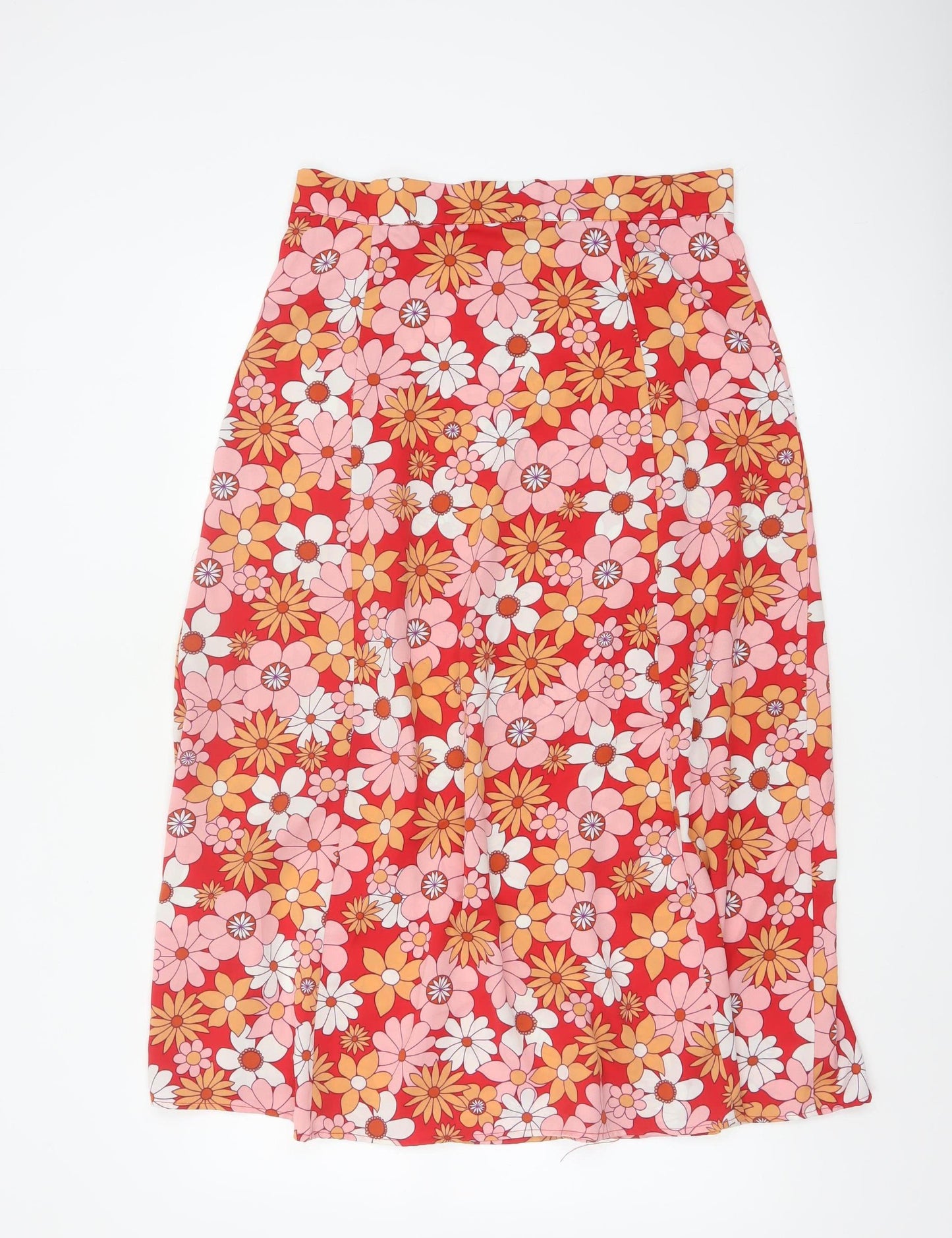 French Connection Women’s Red Floral A-Line Midi Skirt Size 14