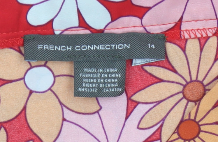 French Connection Women’s Red Floral A-Line Midi Skirt Size 14