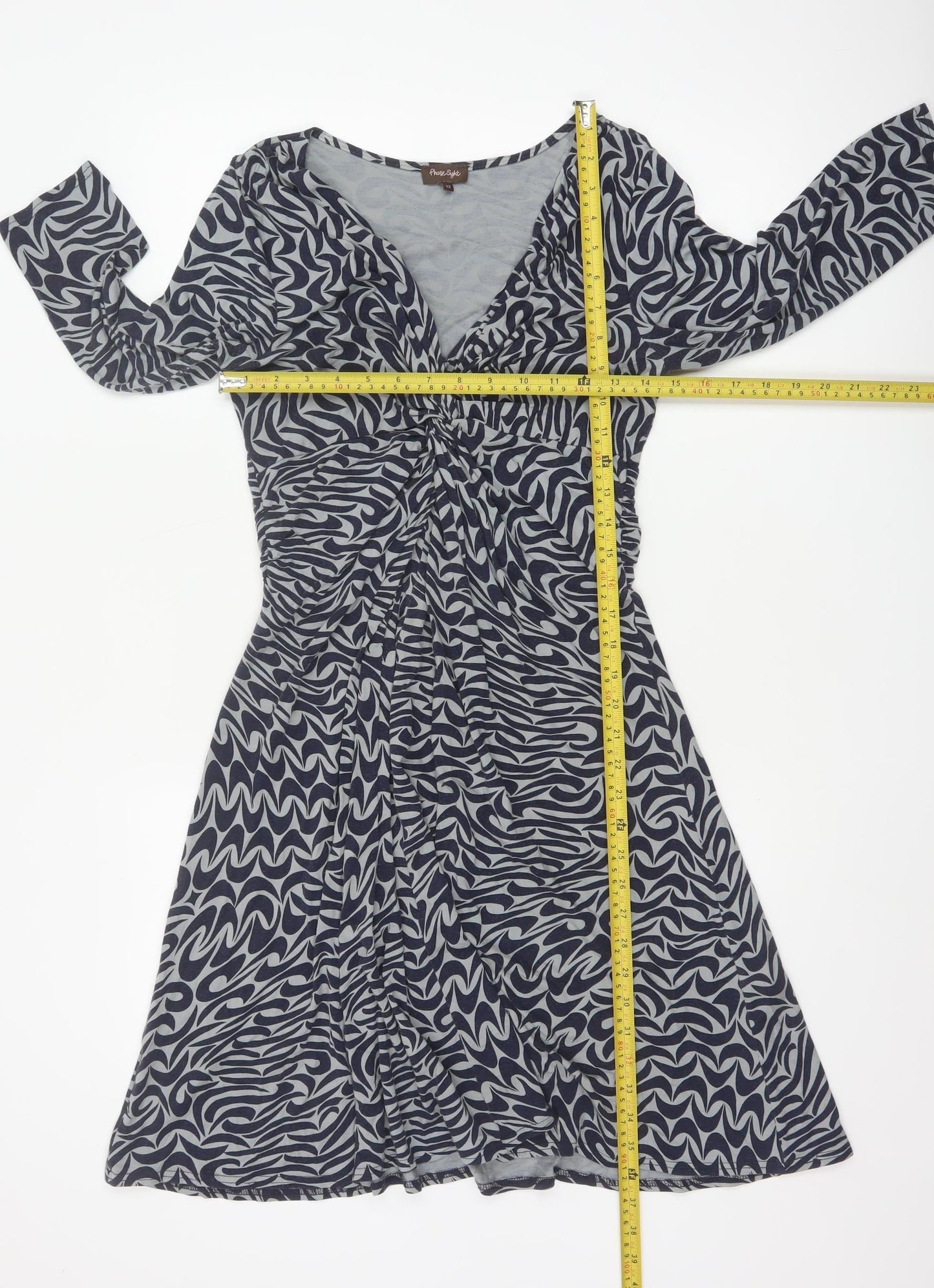 Phase Eight Women Blue Geometric Jersey A-Line Dress Size 12