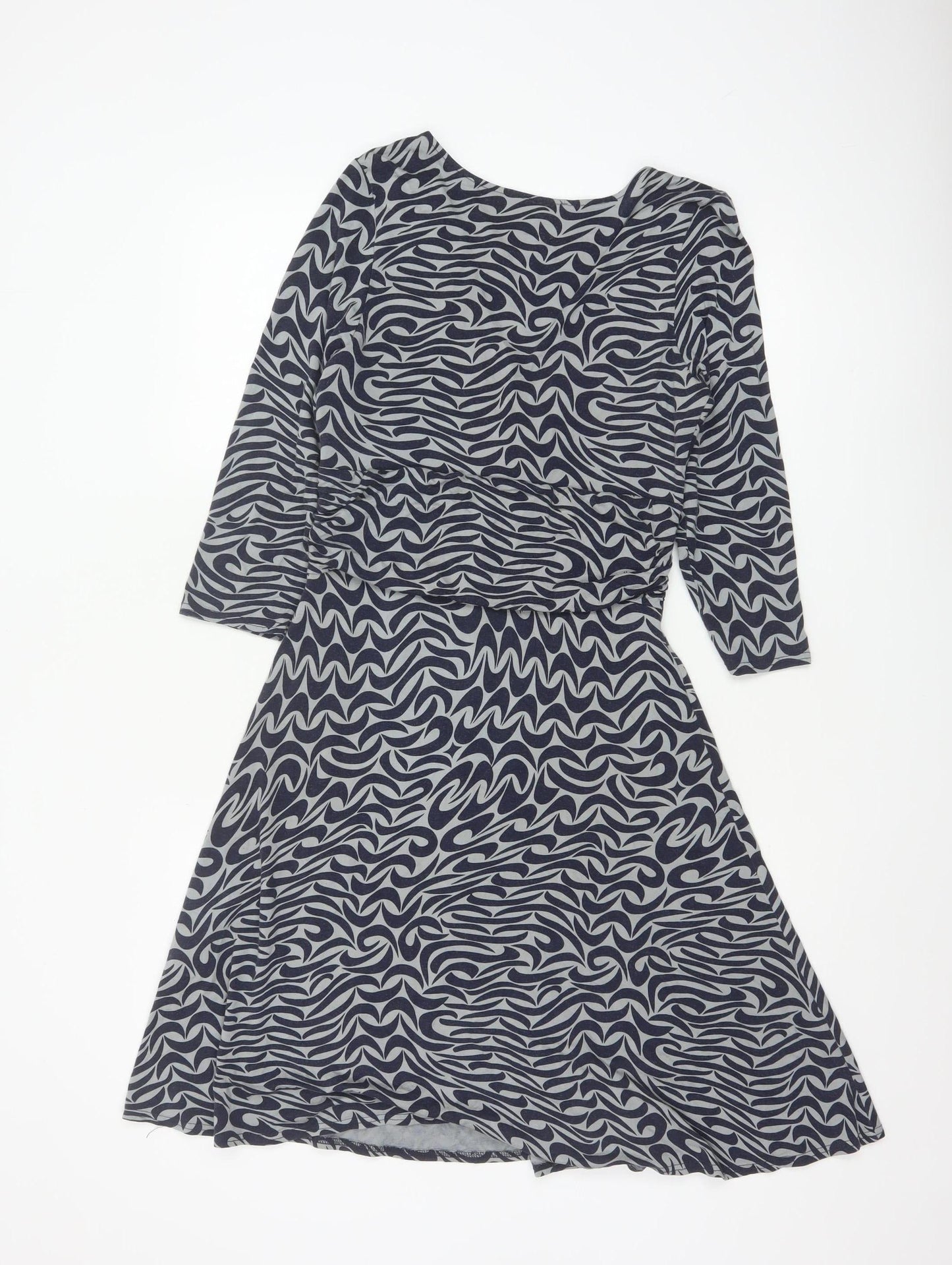 Phase Eight Women Blue Geometric Jersey A-Line Dress Size 12