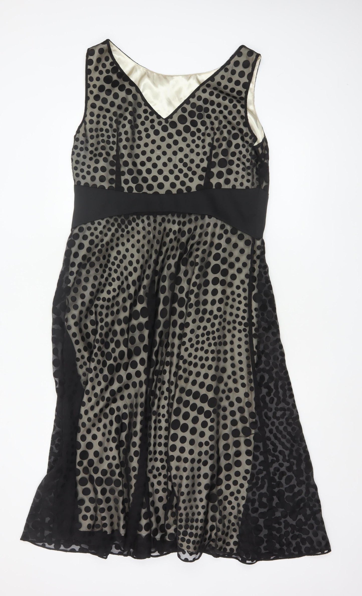 Jacques Vert Women’s Black Polka Dot Fit & Flare Dress Size 14