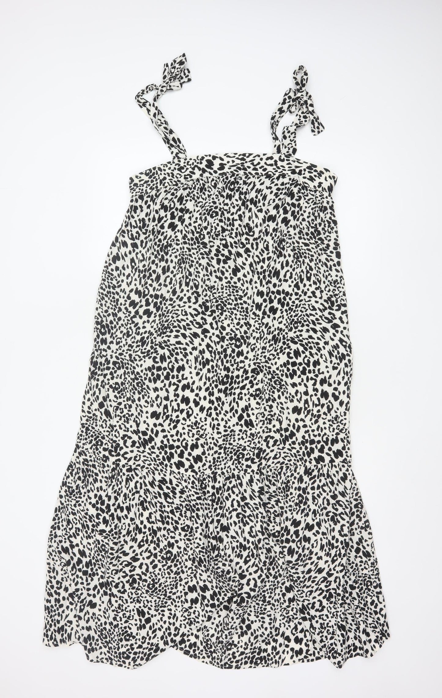 New Look Women’s Black Animal Print Strappy Slip Dress Size 10