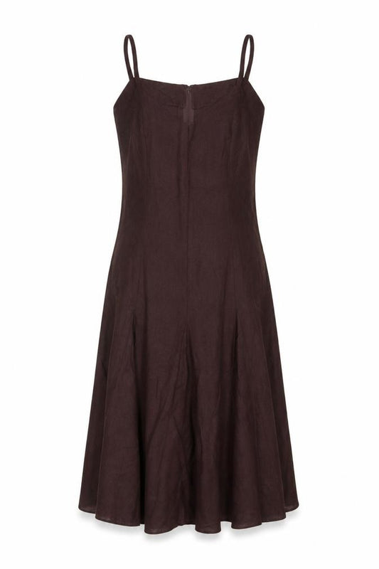 Wardrobe Women Brown Linen Viscose Slip Dress Size 16