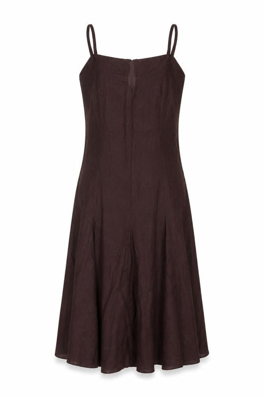 Wardrobe Women Brown Linen Viscose Slip Dress Size 16