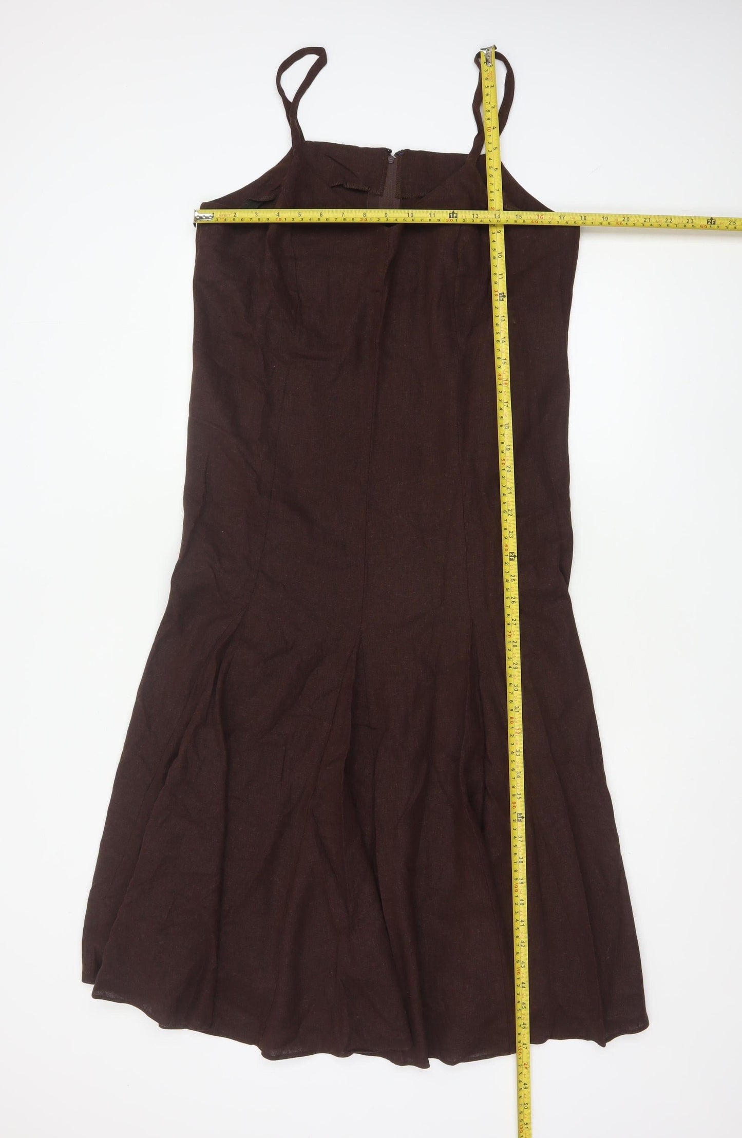 Wardrobe Women Brown Linen Viscose Slip Dress Size 16
