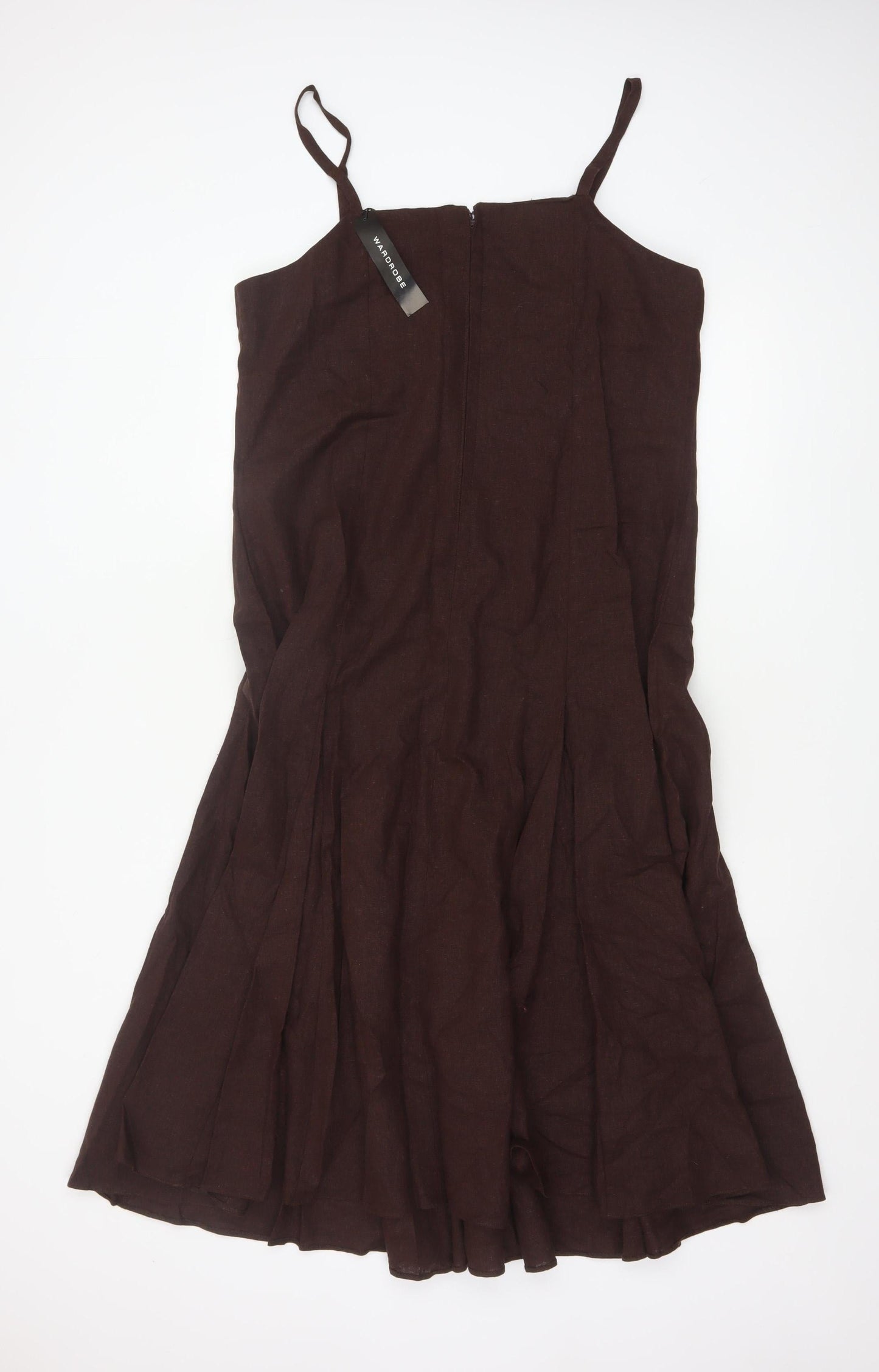 Wardrobe Women Brown Linen Viscose Slip Dress Size 16