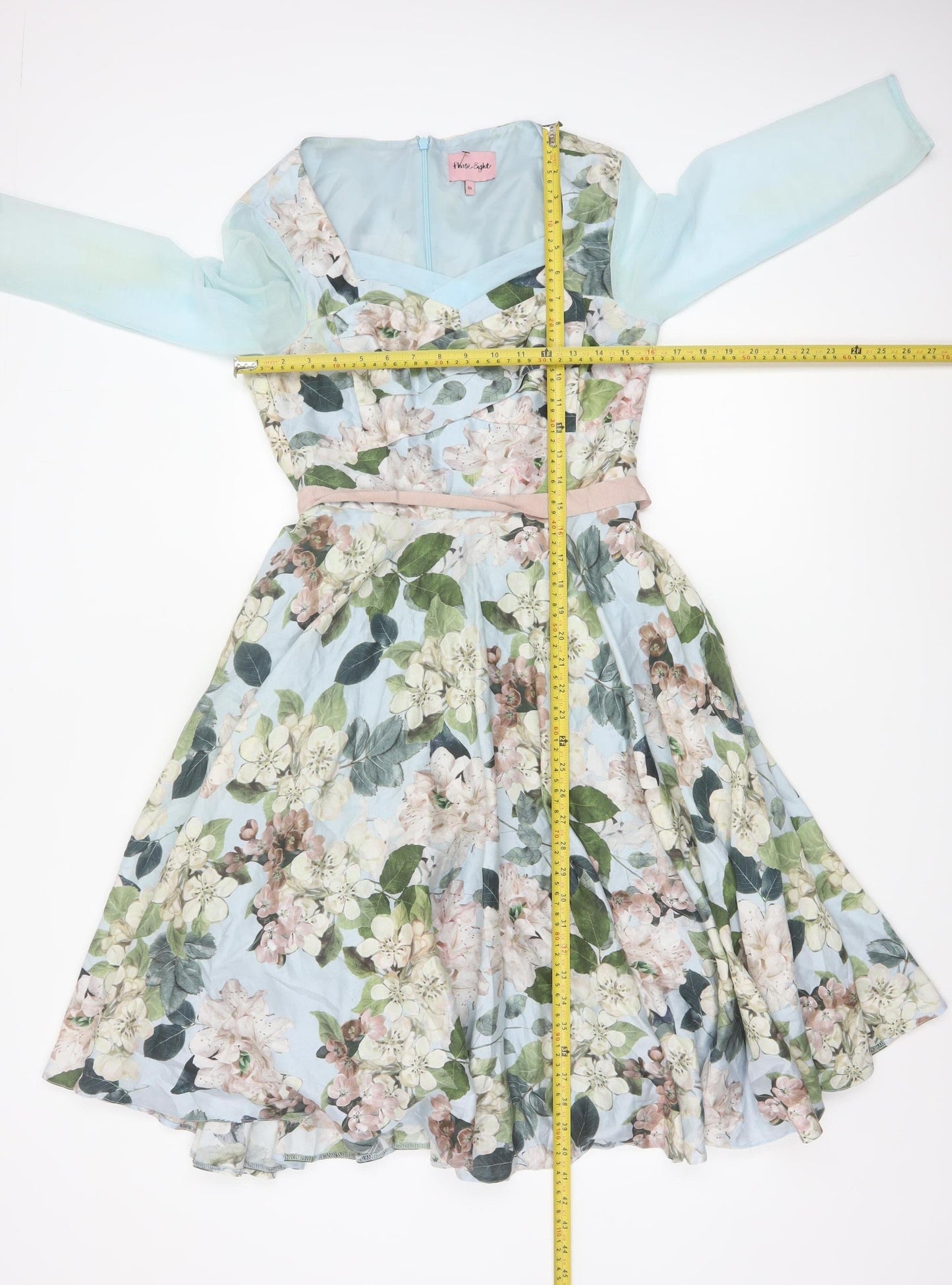 Phase Eight Women’s Blue Floral Fit & Flare Knee Length Dress Size 10