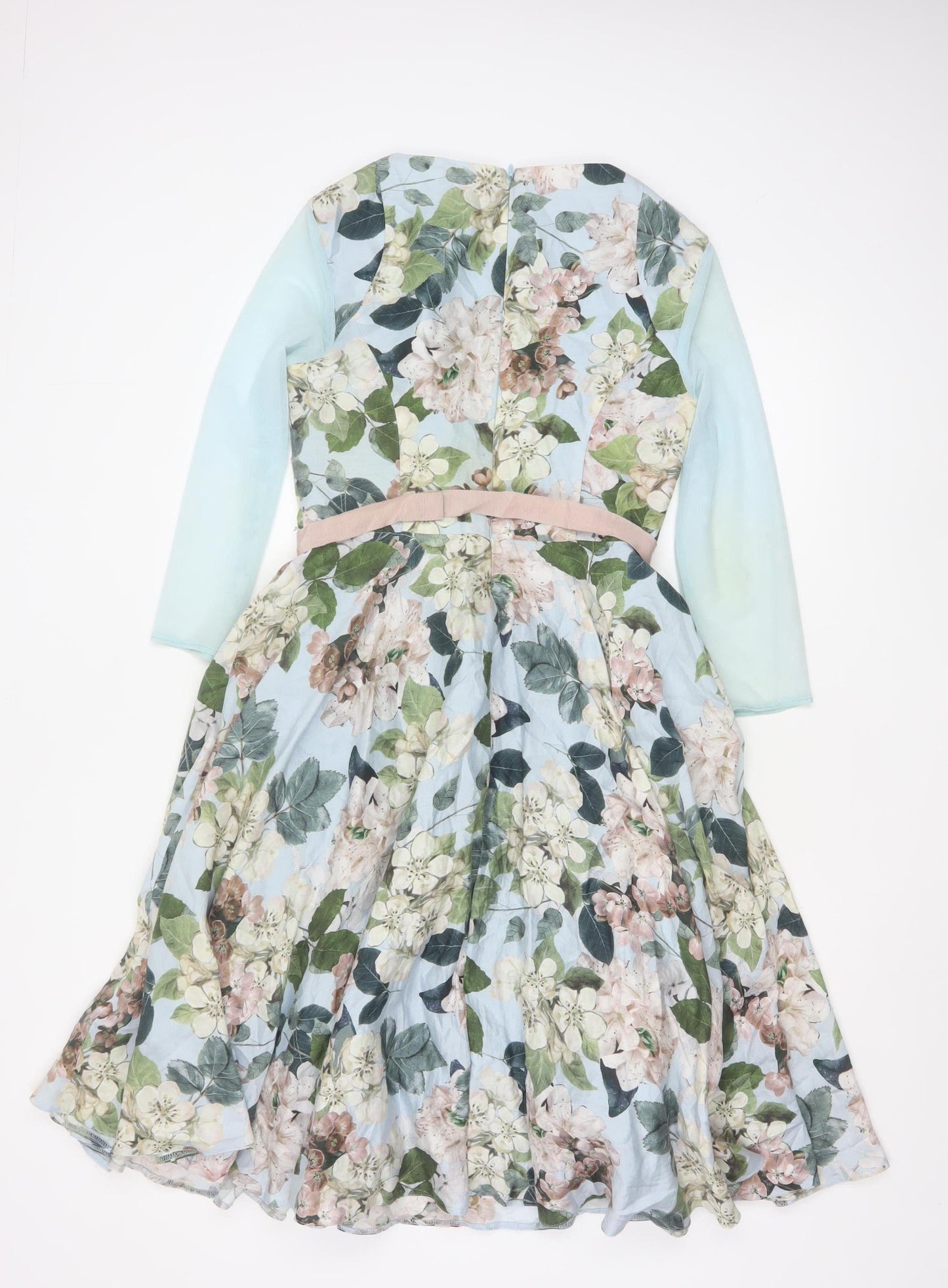 Phase Eight Women’s Blue Floral Fit & Flare Knee Length Dress Size 10