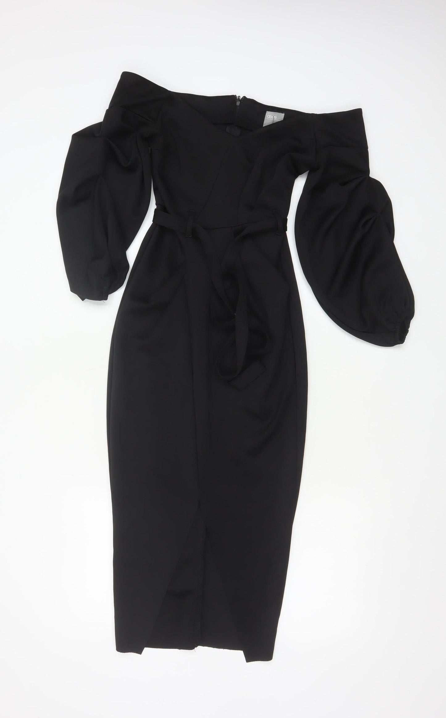 ASOS Women’s Black Off Shoulder Midi Bodycon Dress Size 8
