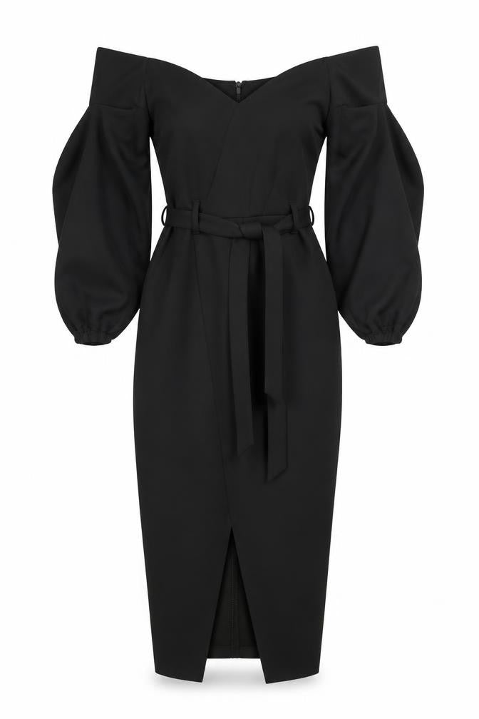 ASOS Women’s Black Off Shoulder Midi Bodycon Dress Size 8